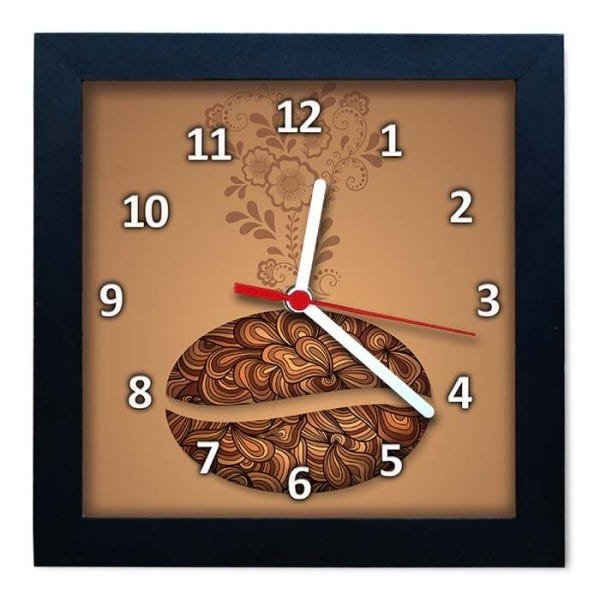Relógio Decorativo Caixa Alta Tema Café 28x28 - QW27 - 2