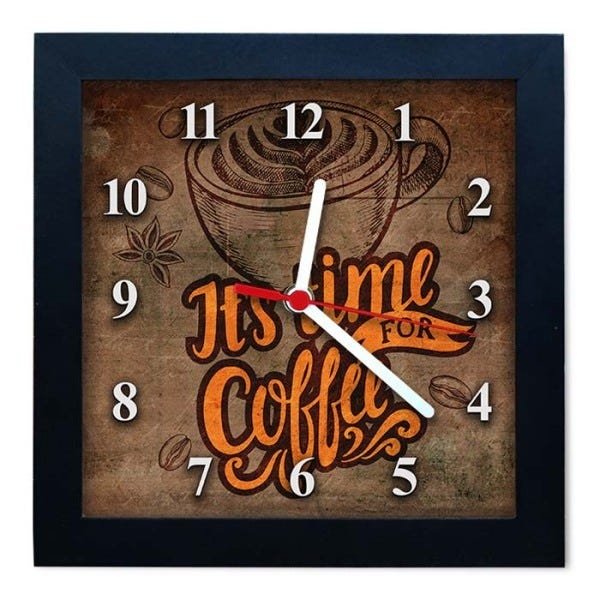 Relógio Decorativo Caixa Alta Tema Café 28x28 - QW37 - 2