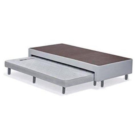 Cama Box Solteiro com Auxiliar Mola Bonnel Sintético Cinza 50x78x188