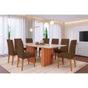 Ver imagem 1 de Conjunto: Mesa Sala Jantar Ester Tampo Madeirado C/ Vidro 210x100cm e 8 Cadeiras Maia Cinamomo/off