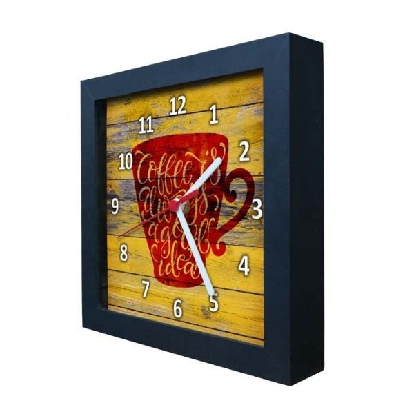 Relógio Decorativo Caixa Alta Tema Café 28x28 - QW28 - 1