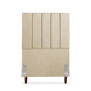 Cabeceira Estofada Solteiro Carla 90 Cm Linho Bege com Frames