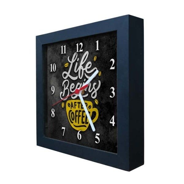 Relógio Decorativo Caixa Alta Tema Café 28x28 - QW40 - 1