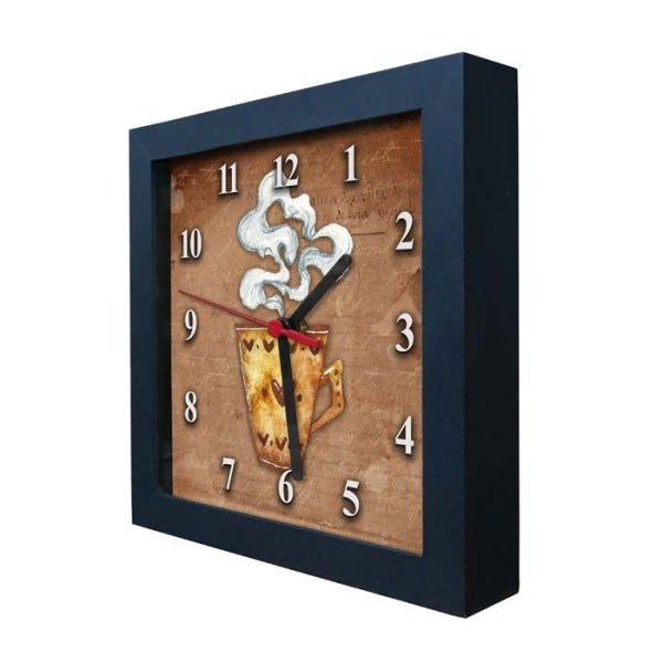 Relógio Decorativo Caixa Alta Tema Café 28x28 - QW33 - 1