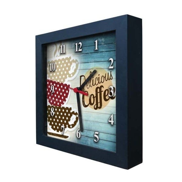 Relógio Decorativo Caixa Alta Tema Café 28x28 - QW38 - 1