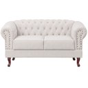 Ver imagem 4 de Namoradeira Chesterfield Duque 2 Lugares em Linho Marfim