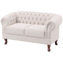 Ver imagem 1 de Namoradeira Chesterfield Duque 2 Lugares em Linho Marfim
