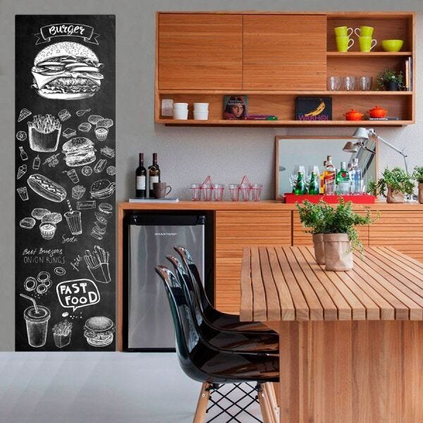 Adesivo Decorativo Parede Chalkboard lousa Hambúrguer, Lanches, Cozinha, área gourmet 1,80 x 0, - 2