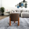 Puff Lucca Marrom Pés Palito Decorativo Recepção Redondo em Linho Cru - 2
