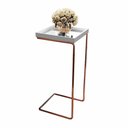 Ver imagem 2 de Mesinha Bandeja Apoio Base Cobre Tampo Espelhada Sala Sofá Deline