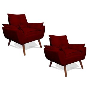 Kirt 2 Poltrona Decorativa Opala Suede Bordo Su Decor