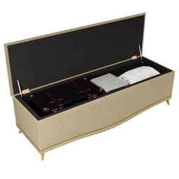 Cabeceira Cama Box Casal Queen 160cm Com Calçadeira Baú Imperial J02 Linho Areia - Mpozenato - 3