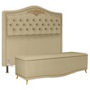 Ver imagem 1 de Cabeceira Cama Box Casal Queen 160cm Com Calçadeira Baú Imperial J02 Linho Areia - Mpozenato