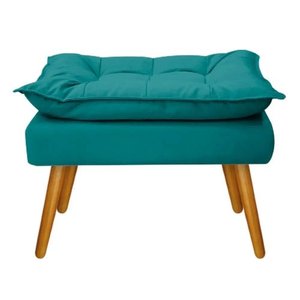 Puff Banqueta Decorativa Opala Suede Azul Turquesa Su Decor