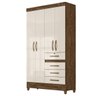 Guarda Roupa Sobral 110cm 4 Portas Castanho Wood Off White Moval - 1
