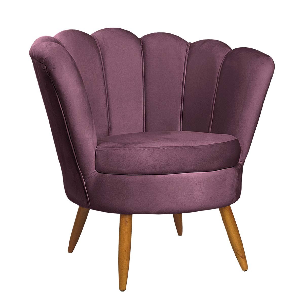 Poltrona Decorativa Pétala de Flor para Sala Roxo Pé Palito - 2