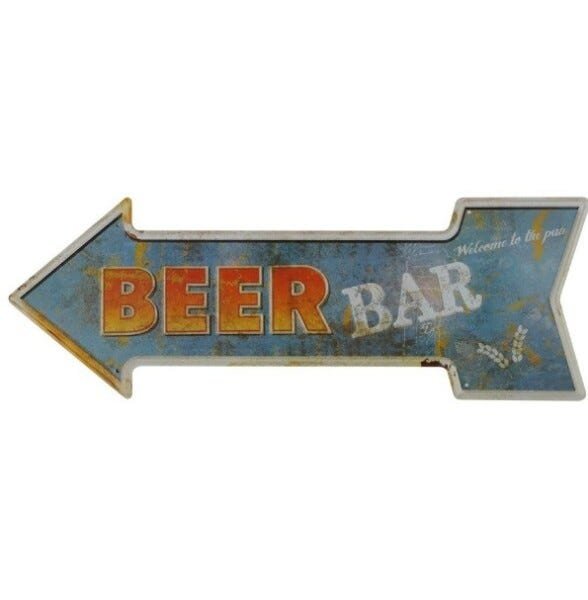 Placa Beer Bar Metal Alto Relevo - 43 X 16 Cm