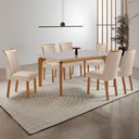 Ver imagem 1 de Conjunto Mesa de Jantar 180cm com 6 Cadeiras Estofadas Multimóveis Crrft-CON046 Madeirado/Off White