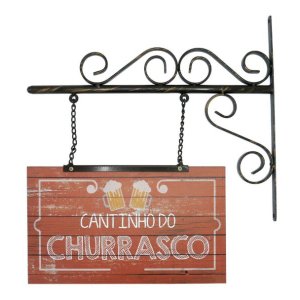 Placa Aramado Cantinho Do Churrasco Dupla Face - 36 X 33 Cm