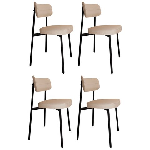 Cadeira de Jantar Estofada Kit 4 Ella M25 Linho Areia - Mpozenato