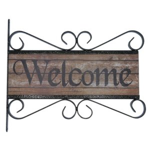 Placa Aramado Welcome Dupla Face - 30 X 34 Cm