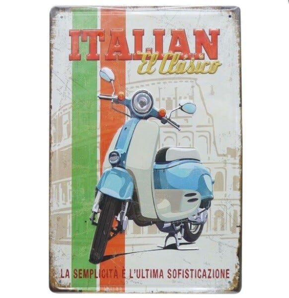 Placa de Metal Italian Lambreta - 31 x 21 cm