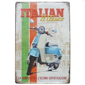 Placa de Metal Italian Lambreta - 31 x 21 cm