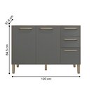 Ver imagem 2 de Balcão Cozinha com Tampo e 2 Portas New Freijó Gris