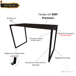 Mesa Cabe em Qualquer Lugar Preta 90 Cm Compacta Apartamento - 3