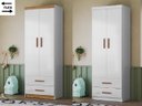 Ver imagem 1 de Roupeiro Ônix 2 Portas 3 Gavetas e Cabideiro Flex Nature Branco - Peternella