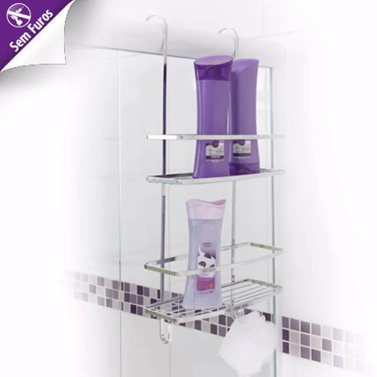 Suportes Banheiro Para Box Suporte Toalhas E 2 Porta Shampoo ...