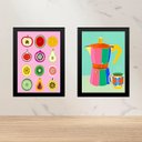 Ver imagem 1 de Kit 2 Quadros Coloridos para Cozinha - Café e Frutas 24x18cm:moldura Preta