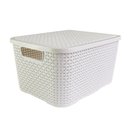 Ver imagem 1 de Caixa Organizadora Rattan Cesto com Tampa 15 Litros Branco