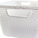 Ver imagem 4 de Caixa Organizadora Rattan Cesto com Tampa 15 Litros Branco