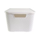 Ver imagem 2 de Caixa Organizadora Rattan Cesto com Tampa 15 Litros Branco