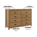 Ver imagem 3 de Cômoda Quarto Madeira Maciça 125cm 8 Gavetas Paladion F07- D'Rossi