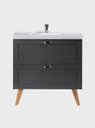 Ver imagem 6 de Gabinete para Banheiro com Cuba e Armario 80cm Retro Mdf Grafite Milano - On Móveis