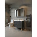 Ver imagem 1 de Gabinete para Banheiro com Cuba e Armario 80cm Retro Mdf Grafite Milano - On Móveis