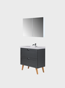 Ver imagem 5 de Gabinete para Banheiro com Cuba e Armario 80cm Retro Mdf Grafite Milano - On Móveis