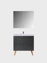 Ver imagem 4 de Gabinete para Banheiro com Cuba e Armario 80cm Retro Mdf Grafite Milano - On Móveis
