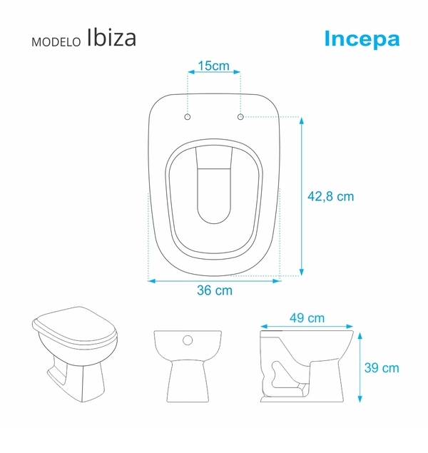 Tampa de Vaso Sanitário Laqueado Ibiza Incepa Branco - 2