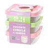 Conjunte 3 Potes de Plástico 600ml Plasvale Vasilhas com Tampa Quadrado Colorido - 1