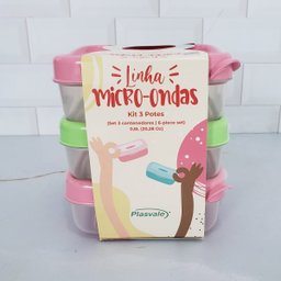 Conjunte 3 Potes de Plástico 600ml Plasvale Vasilhas com Tampa Quadrado Colorido - 5