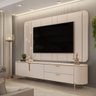 Bancada Rack com Painel Celine Off White com Led 2,41m Dj Móveis Dj Moveis - 1