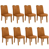 Kit 8 Cadeiras de Jantar Stela Madeira Ipê/Veludo Ocre Dj Moveis - 1