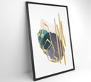 Ver imagem 3 de Quadro Abstrato Linhas Douradas - 80x120 Cm - Adesivo Fotográfico