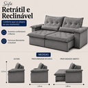 Ver imagem 3 de Sofá Ventura Retrátil e Reclinável 240cm - Cinza