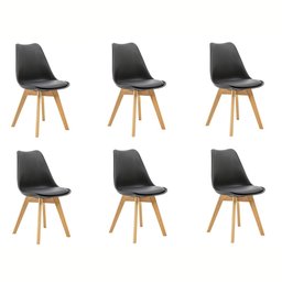 Kit 6 Cadeiras Saarinen Wood com Estofamento Várias Cores - 1