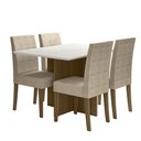Ver imagem 1 de Kit Mesa de Jantar Helo com Vidro 120x90 com 4 Cadeiras Josi Carvalho/off White/fendi