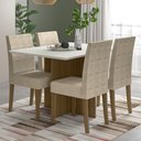 Ver imagem 2 de Kit Mesa de Jantar Helo com Vidro 120x90 com 4 Cadeiras Josi Carvalho/off White/fendi